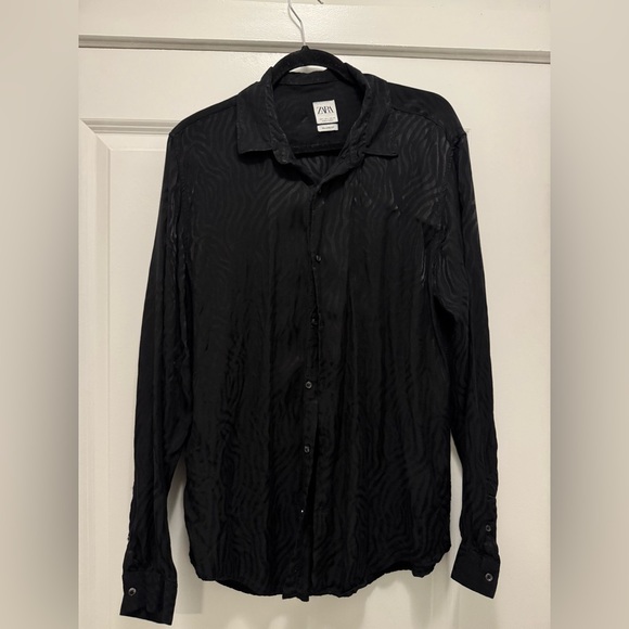 Zara Textured Black Long Sleeve Shirt - Picture 1 of 2